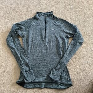 Nike Dri-FIT Running Waffle Shirt 1/4 Zip Long Sleeve Women's Small Teal Heather